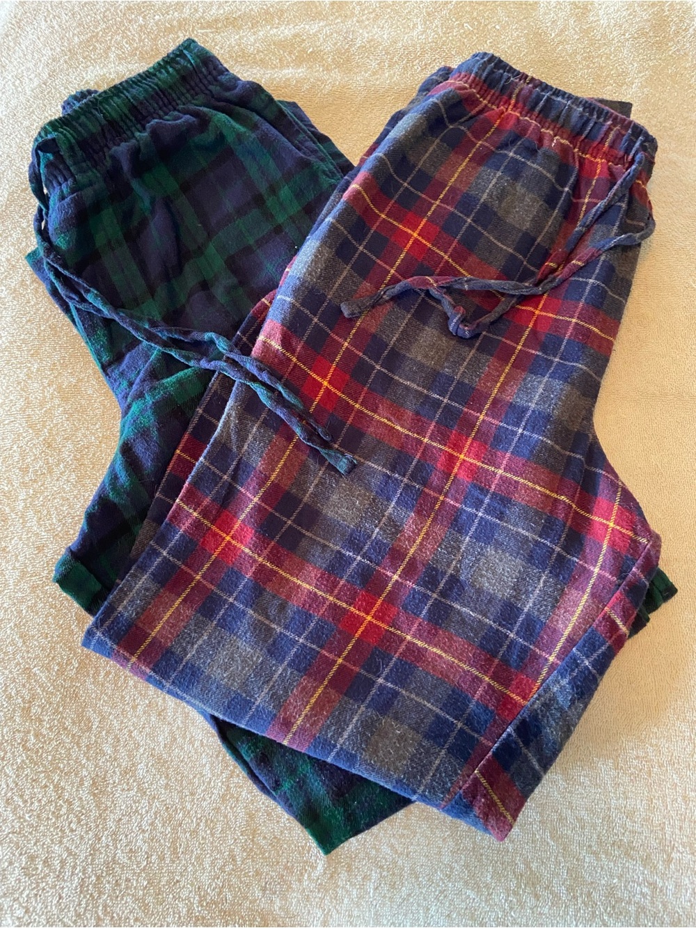 2 pair of croft & barrow Blue and Green Plaid and red and blue plaid PJ Pants